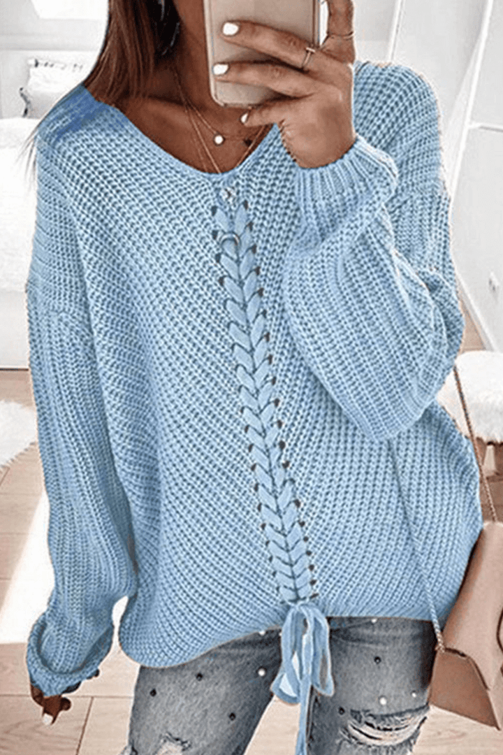 Women's Braided Detail Relaxed Fit Sweater