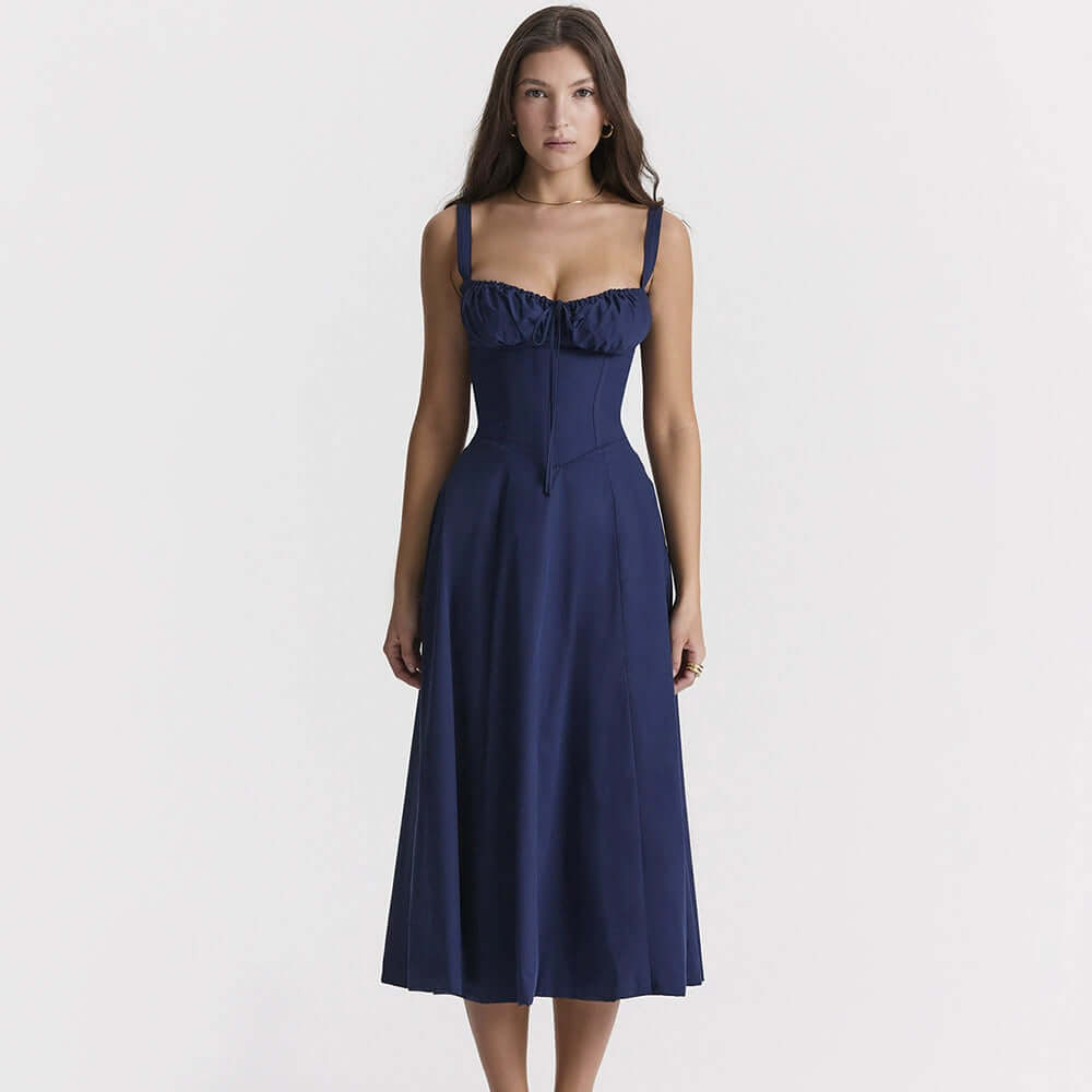 Women's Corset Midi Dress with Slit