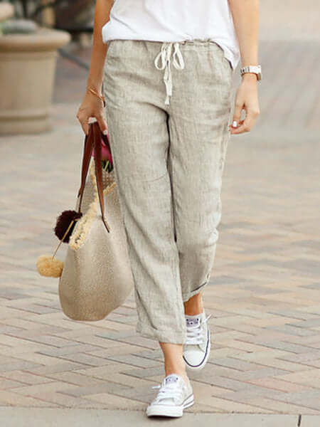 Women's Casual Elastic Waist Ankle Pants