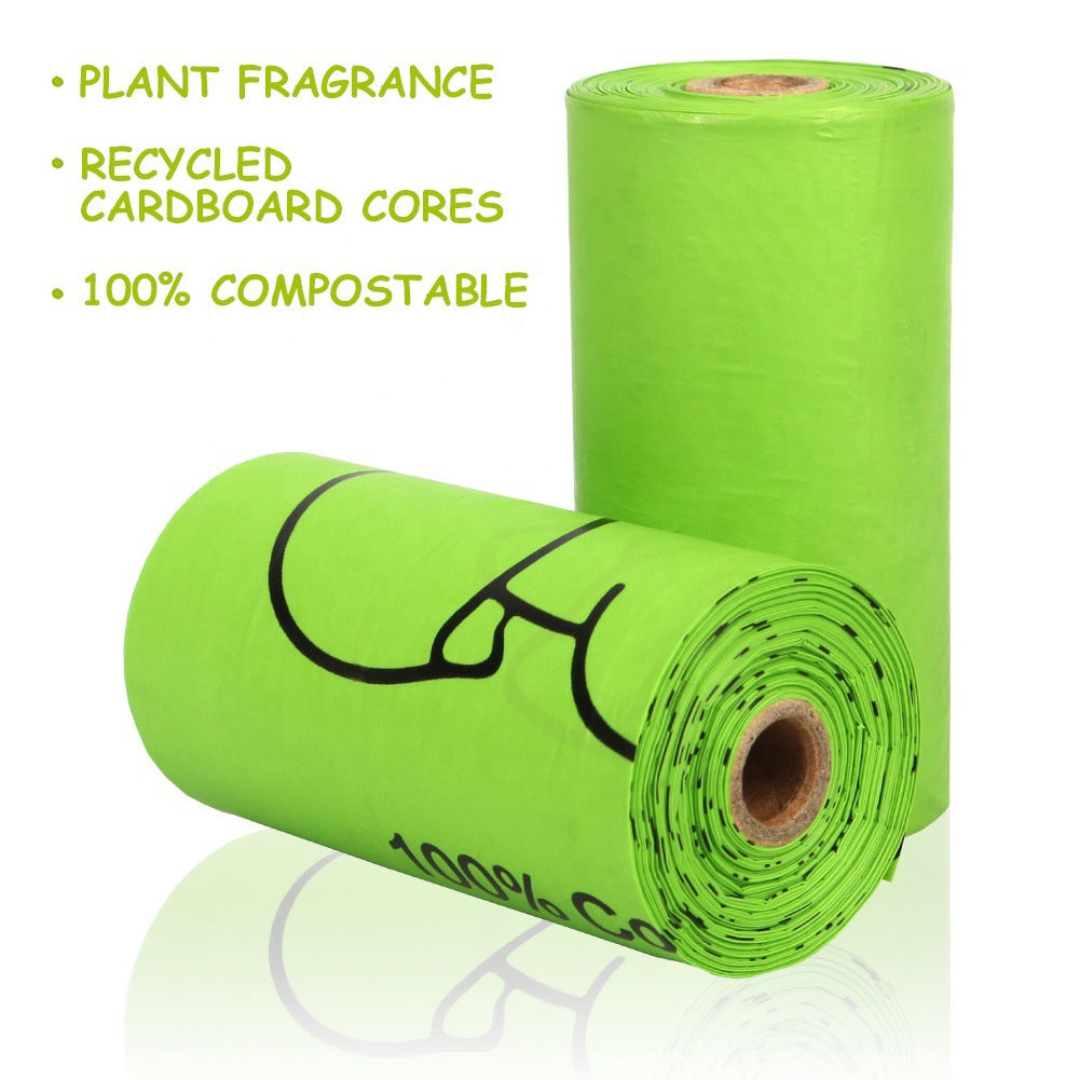 "Eco-friendly pet waste bags with durable dispenser, 120 biodegradable, leak-proof bags for clean, convenient pet care."