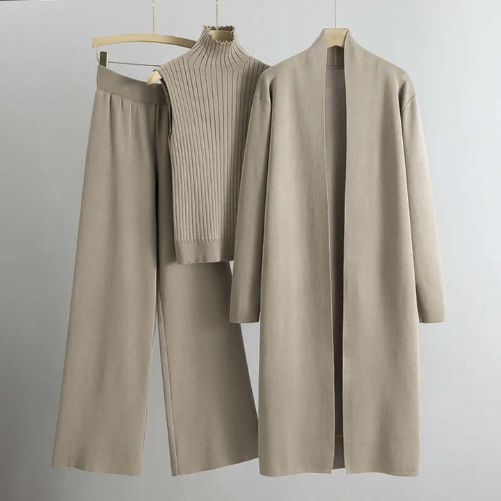 Women's Knitted 3-Piece Set with Cardigan