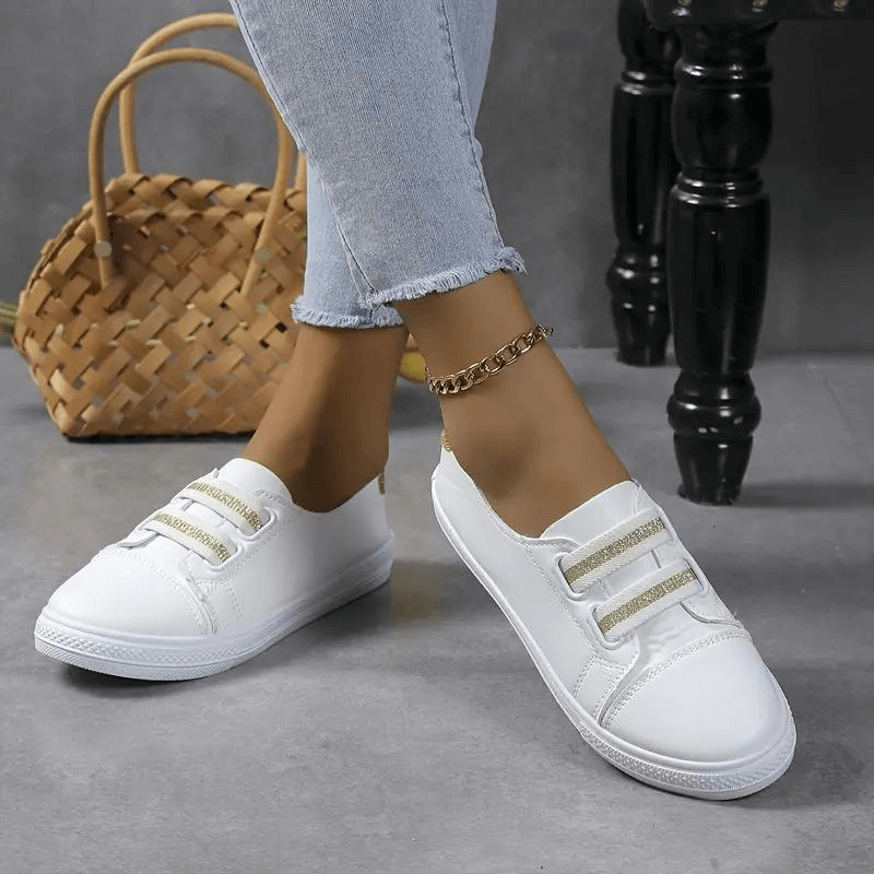 Women's Slip-On Trainers - Rounded Toe - Rubber Sole