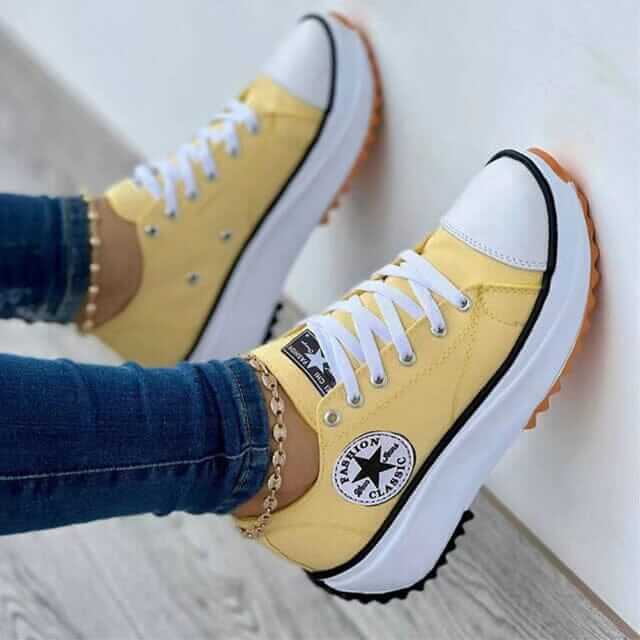 Women's Breathable Canvas Lace-Up Sneakers