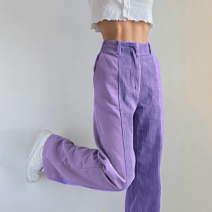 Women's High-Waisted Corduroy Wide Leg Trousers