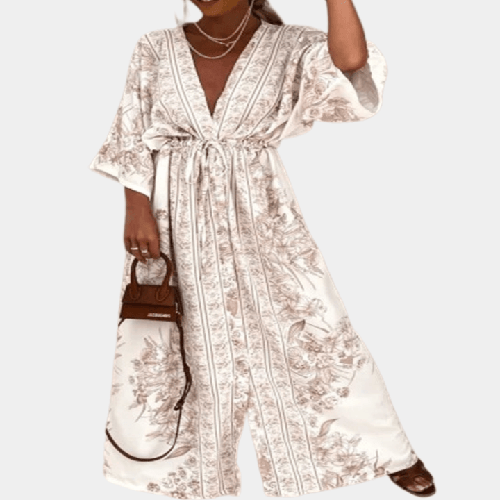 Elegant Polyester Dress with Plunging Neckline