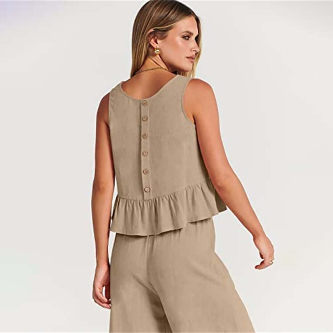 Women's Sleeveless Peplum Cropped Jumpsuit