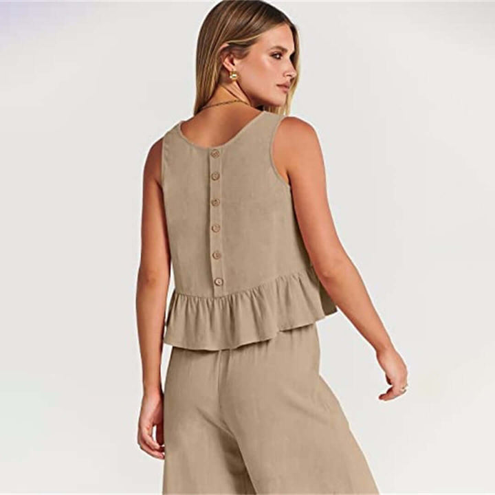 Women's Sleeveless Peplum Cropped Jumpsuit