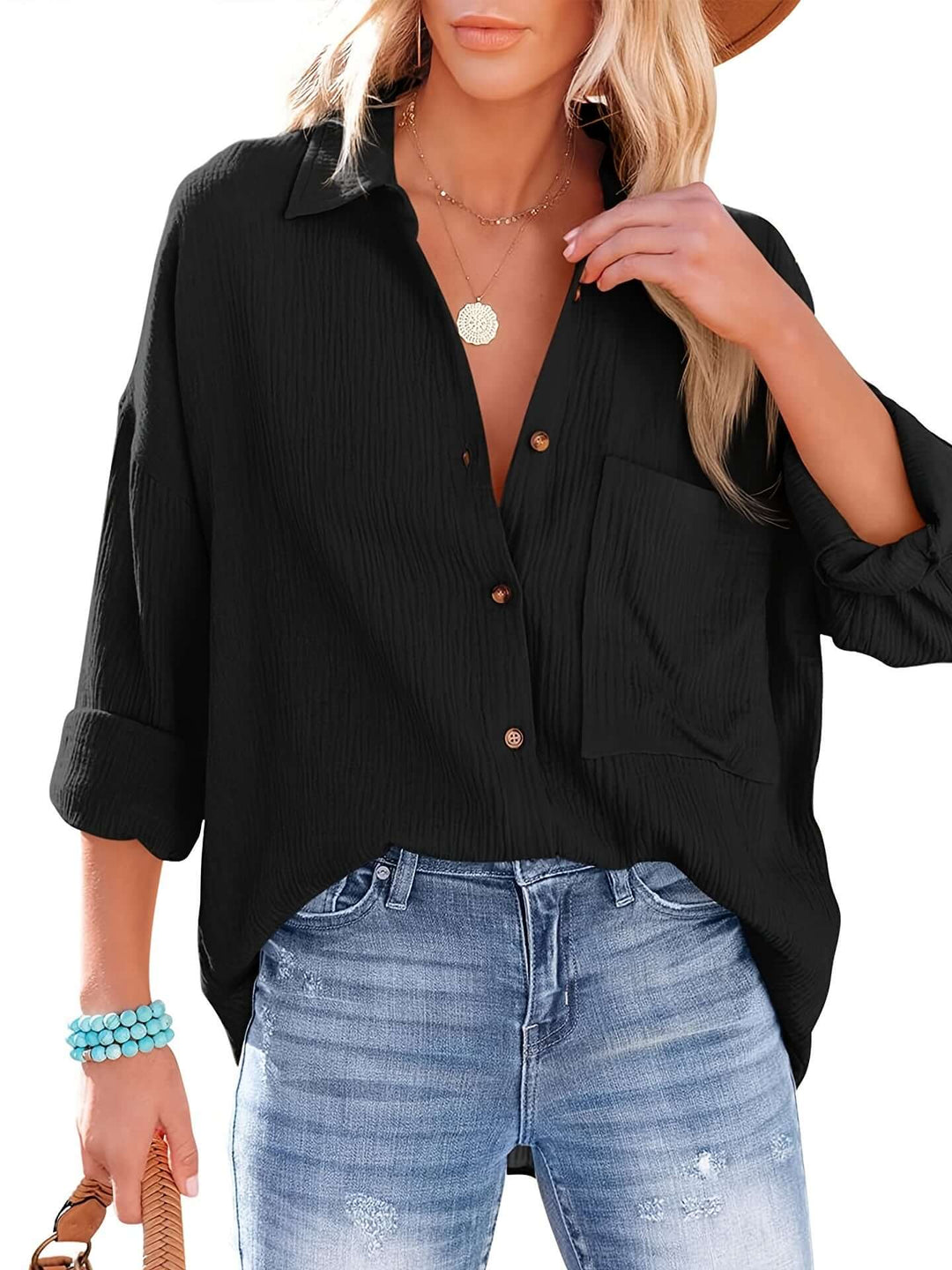Women's Cotton Relaxed Fit Long Sleeve Shirt
