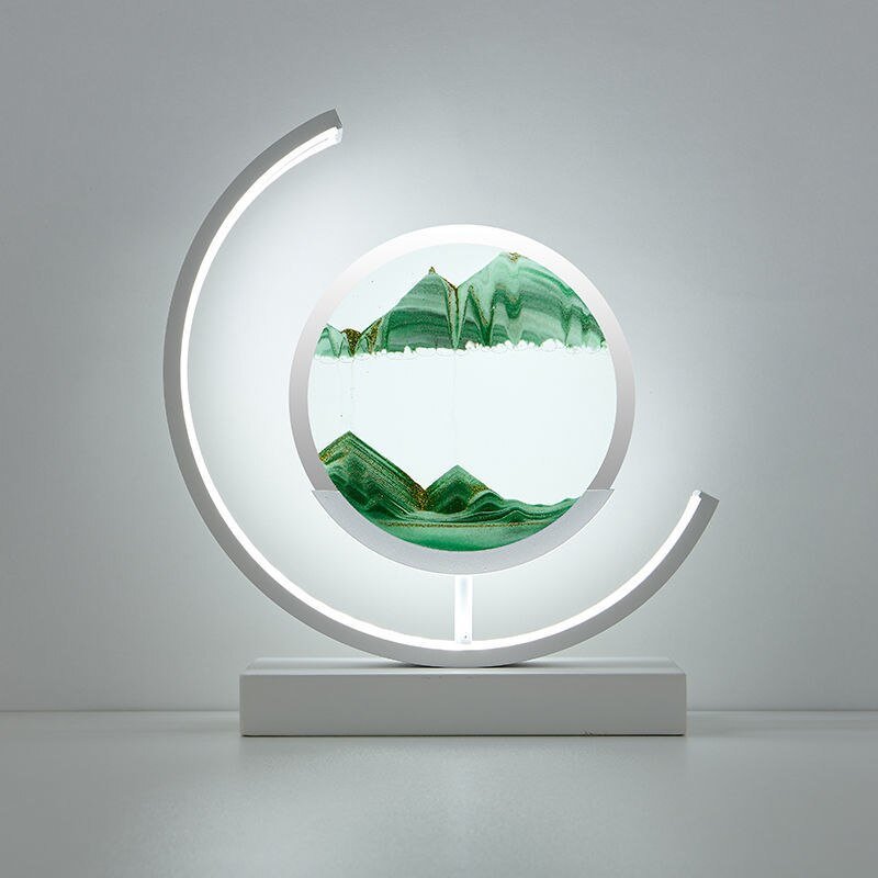 "Elegant deep sea sand art with shifting sands, LED lighting in sleek frame, enhancing home decor with calming visuals."