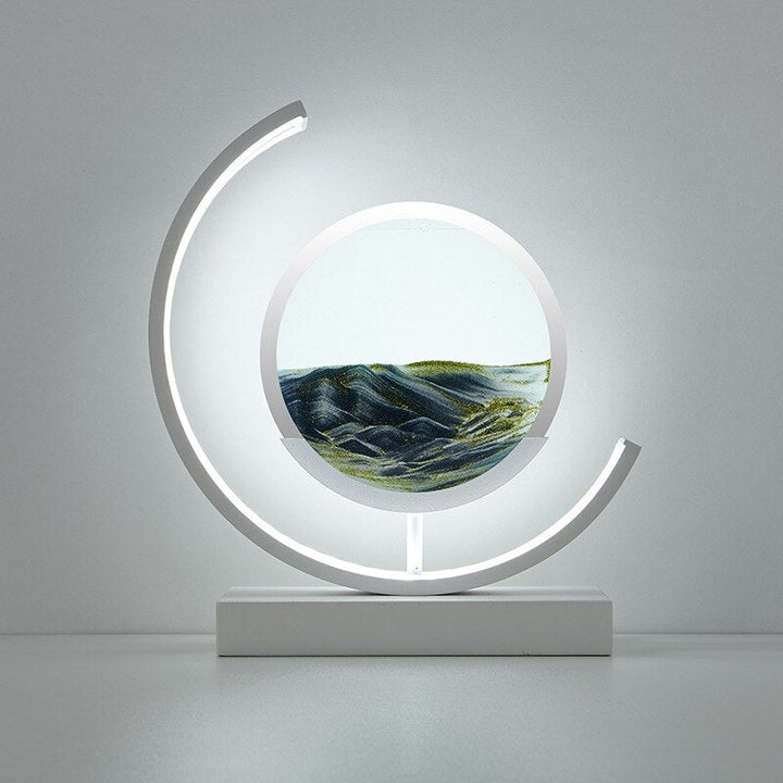 "Elegant deep sea sand art with shifting sands, LED lighting in sleek frame, enhancing home decor with calming visuals."