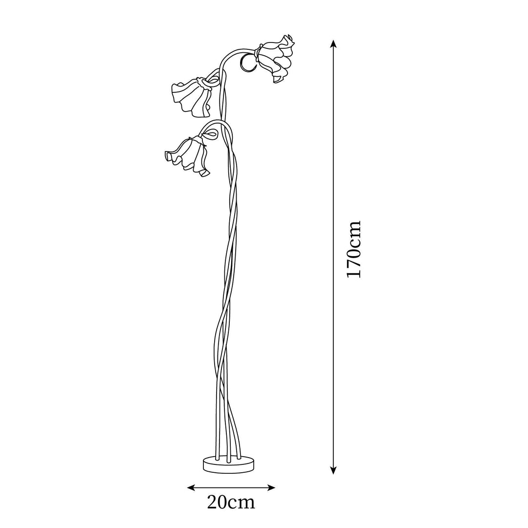 Elegant green floor lamp with white calla flower accents, matte finish, and metal construction, enhancing home decor.