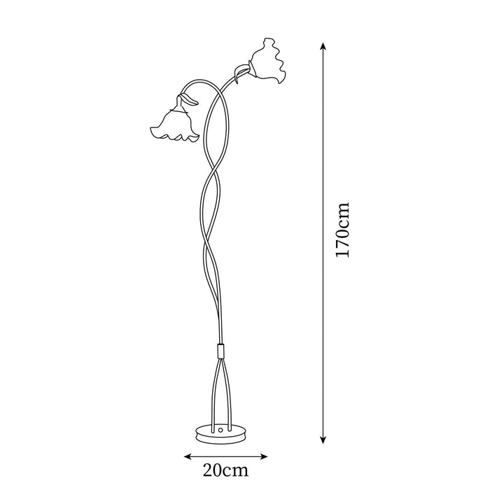 Elegant green floor lamp with white calla flower accents, matte finish, and metal construction, enhancing home decor.