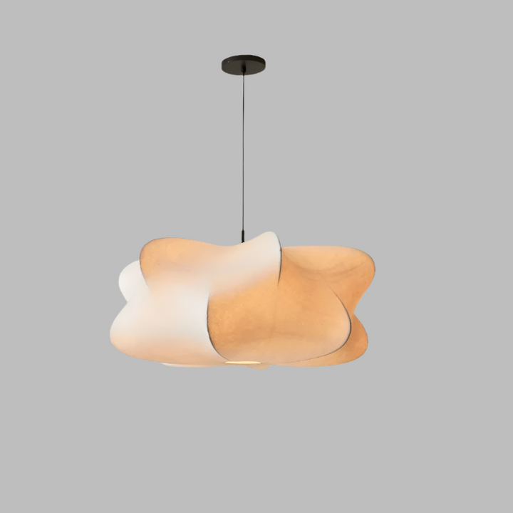 "Elegant pendant lamp with smooth silk finish, minimalist design, offering warm LED light options for modern interiors."