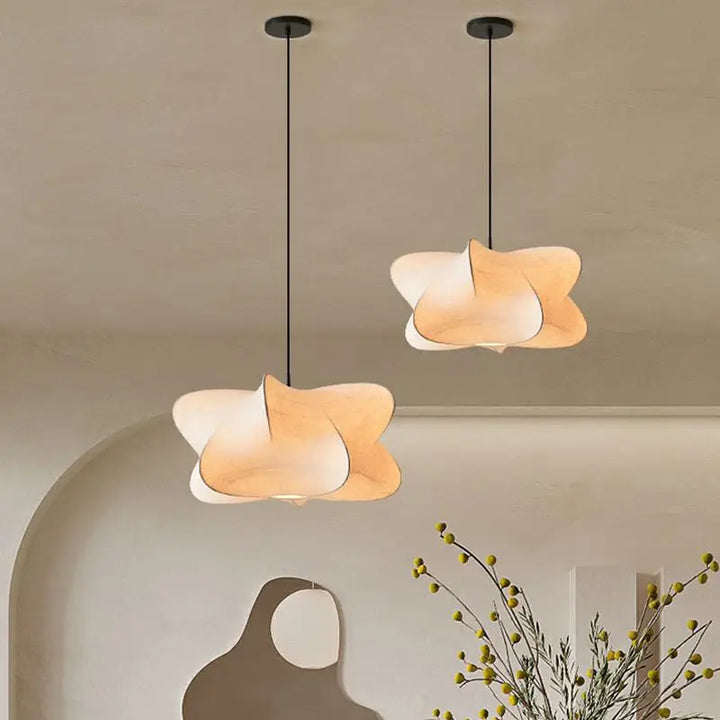 "Elegant pendant lamp with smooth silk finish, minimalist design, offering warm LED light options for modern interiors."
