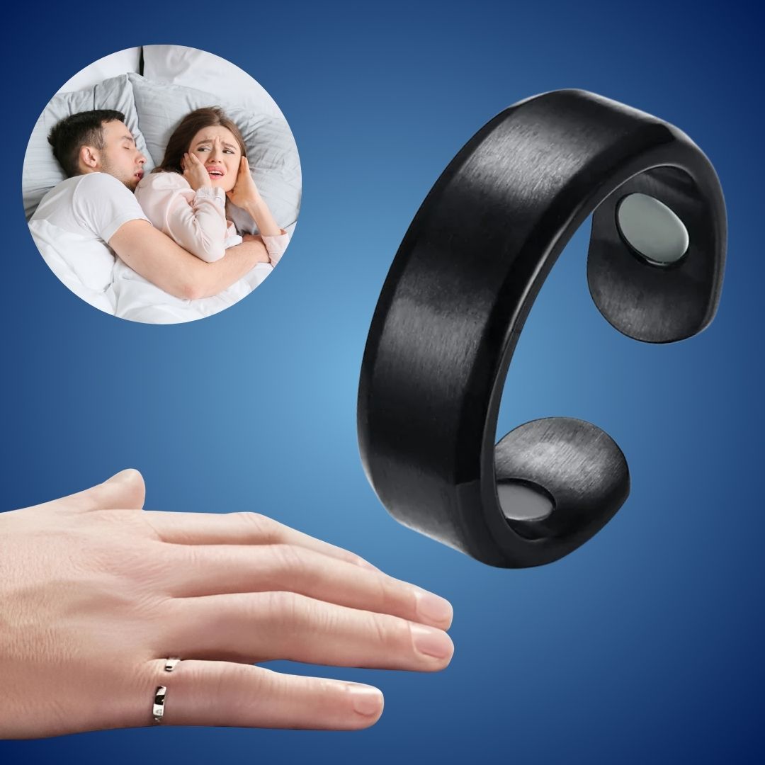 "Elegant QuietRest Anti-Snore Ring in Gold, supports breathing, reduces snoring, easy-to-wear for better sleep."