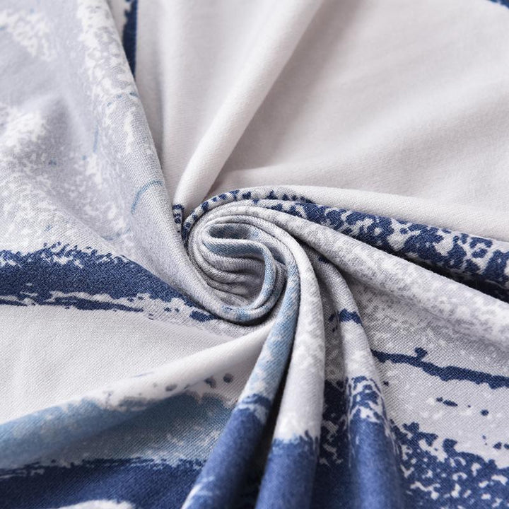 "Elegant sea-themed sofa cover for patterned sofas, offering stretch fit and protection in stylish polyester-spandex blend."