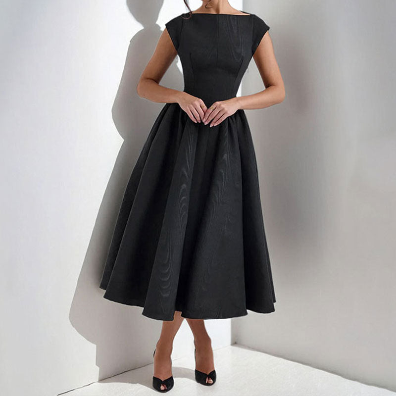 Elegant sleeveless pleated midi dress for women, perfect for any occasion, available in apricot, black, red, white.