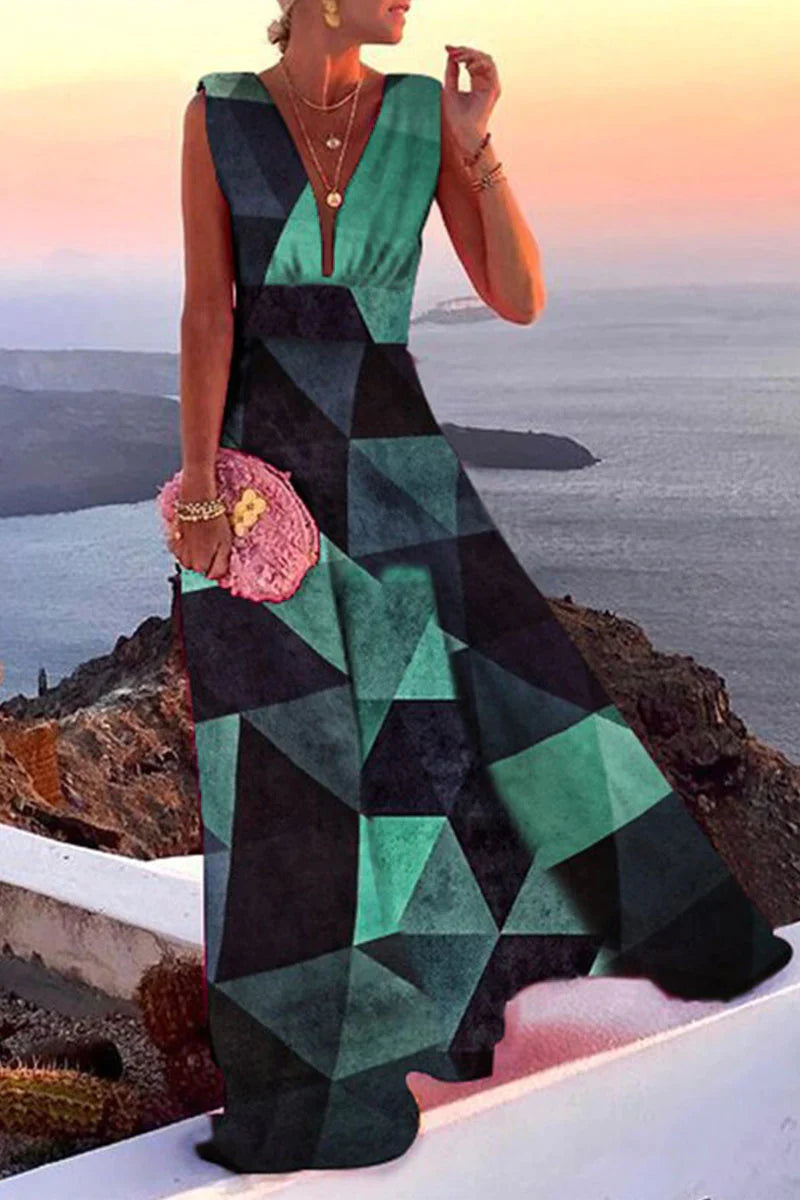 Elegant women's flowy summer dress with chic style, perfect for casual outings or beachside walks, in lightweight fabric.