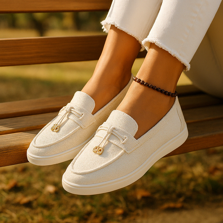 Elegant women's leather loafers in smooth finish, available in various classic and vibrant colors, perfect for all occasions.