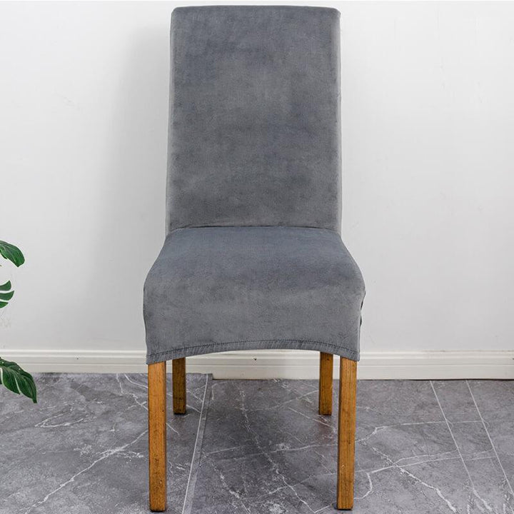 Elegant XL stretch velvet dining chair cover in camel, showcases plush velvet texture, ideal for home or events, fits armless