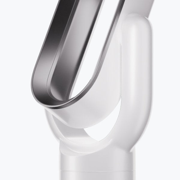 "Energy-efficient bladeless tower fan in gold, featuring sleek design, safe airflow, and wireless remote for modern home comf