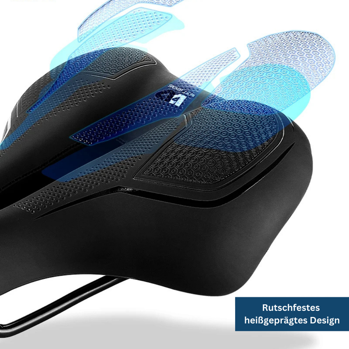"Ergonomic bike saddle for city, road, and touring bikes, featuring high comfort, universal fit, and sleek design."