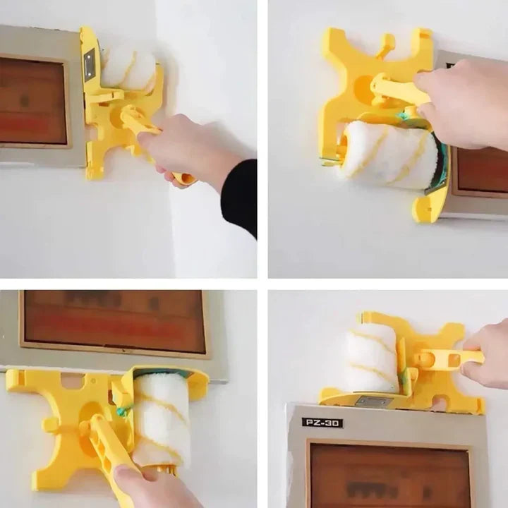 "Ergonomic corner edge paint roller with precision guide for crisp lines, featuring a comfortable handle for DIY painting."