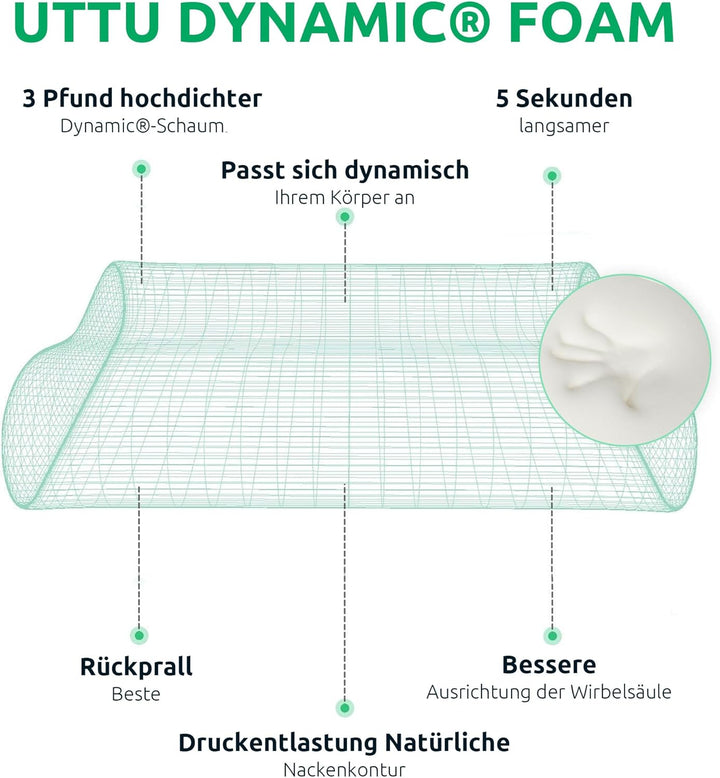 "Ergonomic memory foam pillow providing ultimate neck support with adaptive fit, breathable cover, and cooling technology."
