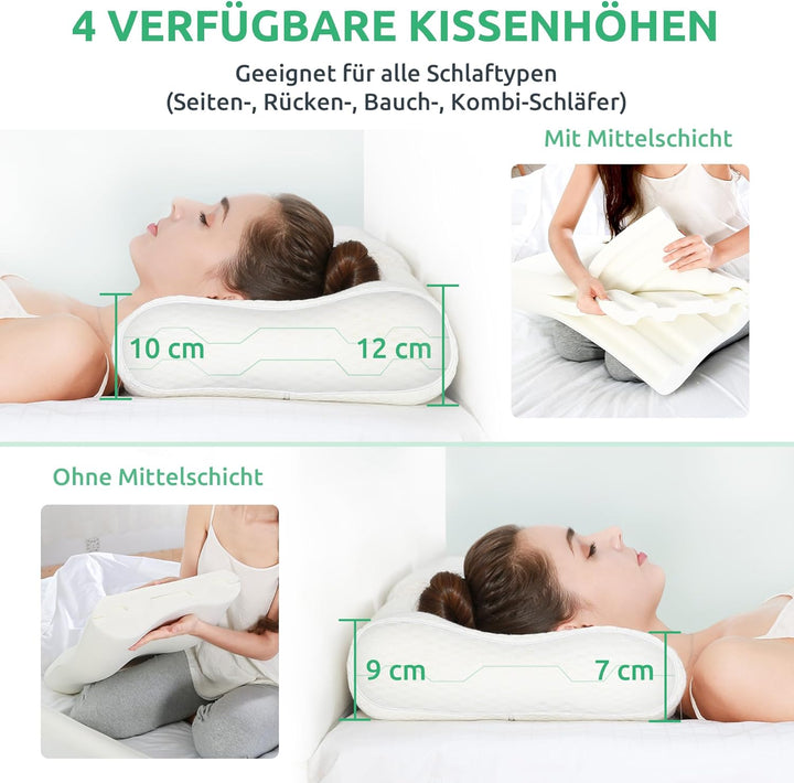 "Ergonomic memory foam pillow providing ultimate neck support with adaptive fit, breathable cover, and cooling technology."