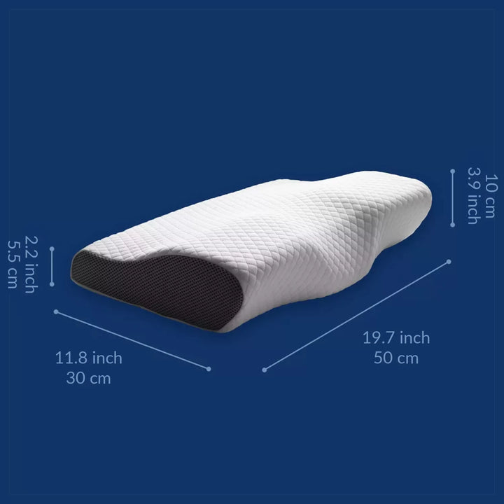 "Ergonomic orthopedic cervical pillow for neck and shoulder pain relief with memory foam and breathable fabric."