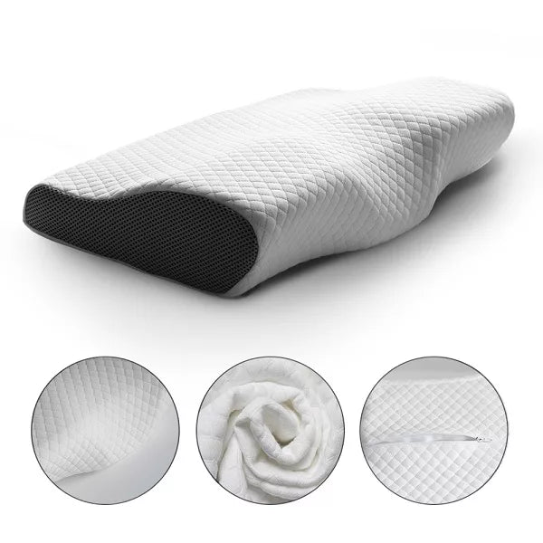 "Ergonomic orthopedic cervical pillow for neck and shoulder pain relief with memory foam and breathable fabric."