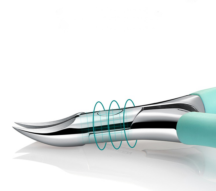 Ergonomic premium toenail clippers for seniors, curved stainless steel blades, anti-splash shield, safe nail trimming.