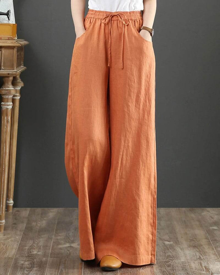 Women's Wide Leg Drawstring Casual Trousers