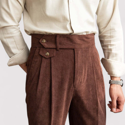 Men's Corduroy Pleated Trousers