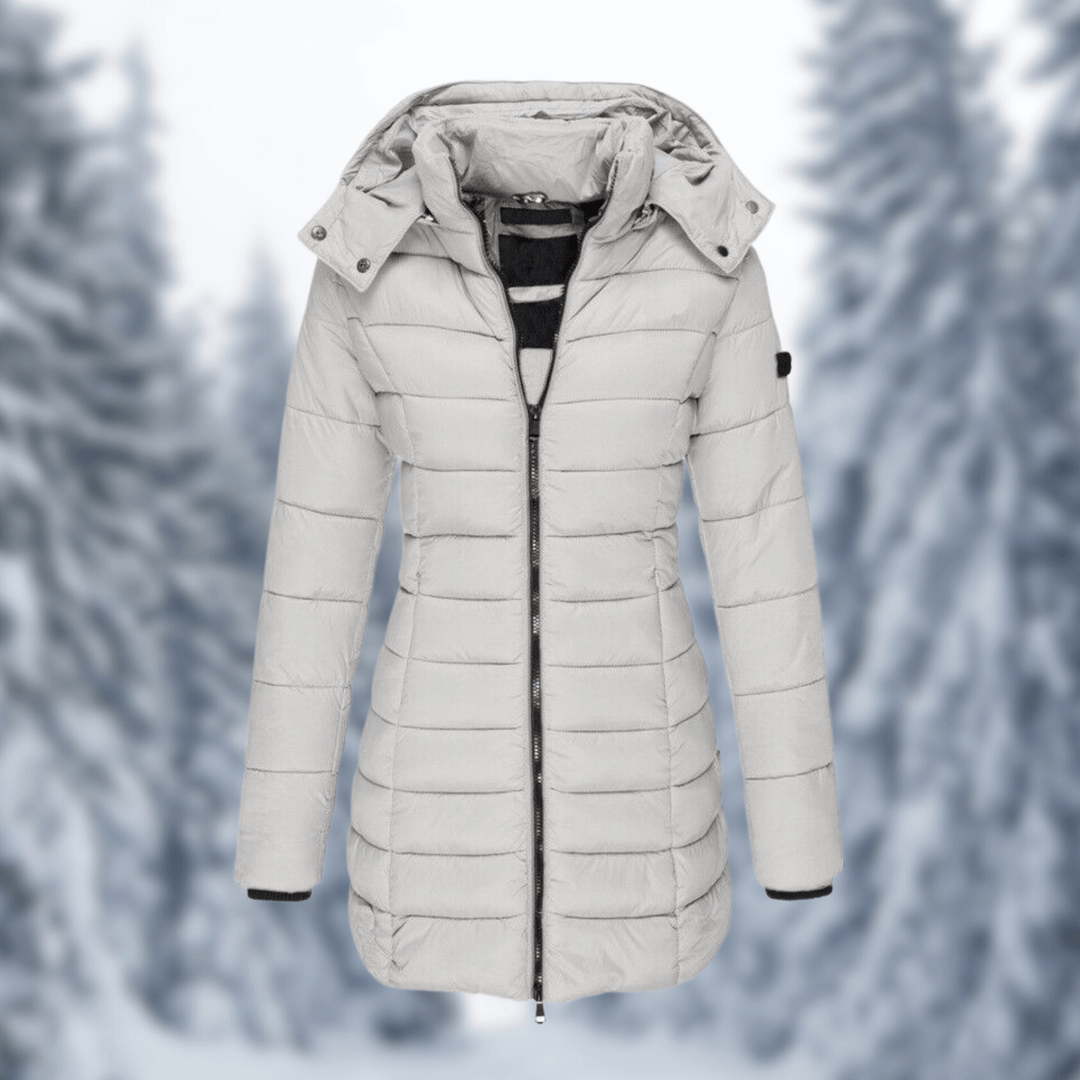 Women's Mid-Length Winter Coat with Detachable Hood