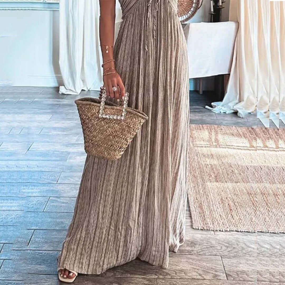 Summer Sleeveless Pleated Maxi Dress