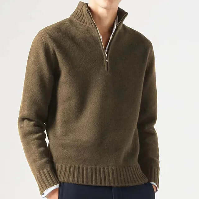 Men's Half-Zip Warm Wool-Blend Sweater