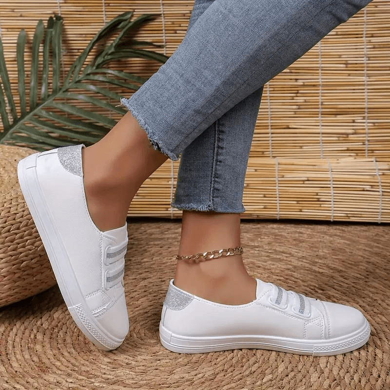 Women's Slip-On Trainers - Rounded Toe - Rubber Sole