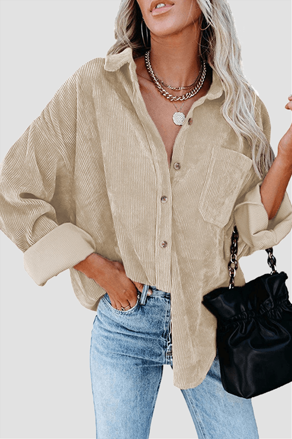 Women's Relaxed Fit Drop Shoulder Long Sleeve Shirt