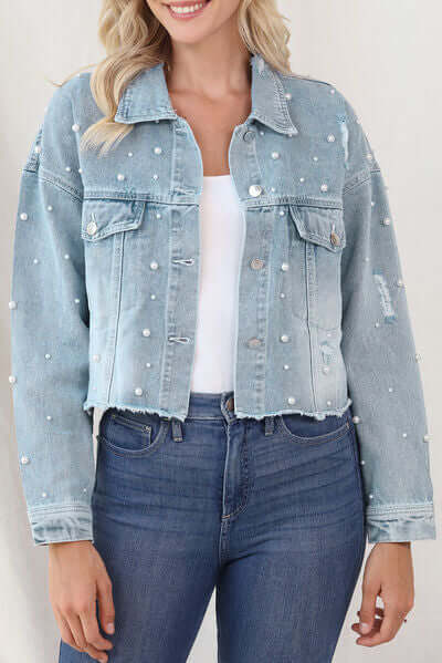 Women's Pearl-Trim Denim Jacket