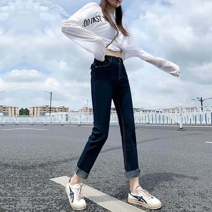 Women's Cropped Stretch Straight Leg Trousers