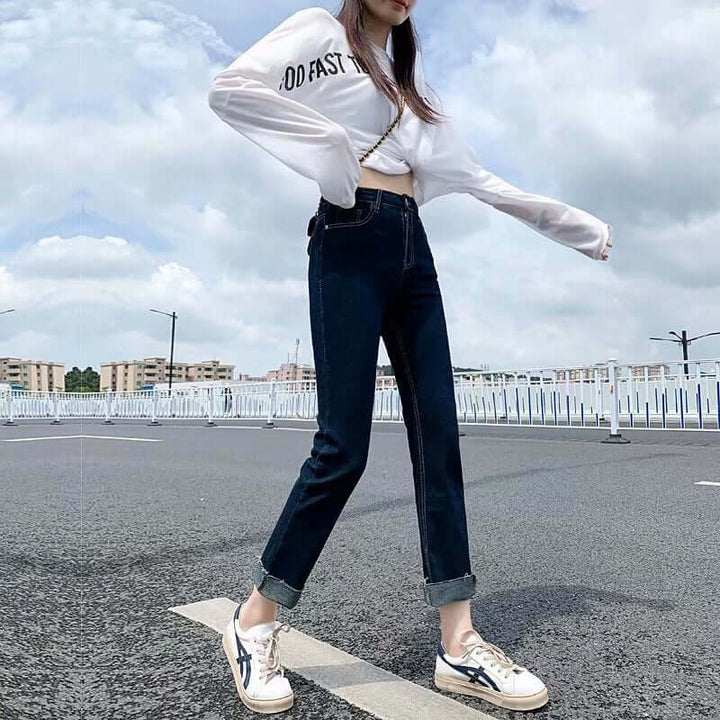 Women's Cropped Stretch Straight Leg Trousers
