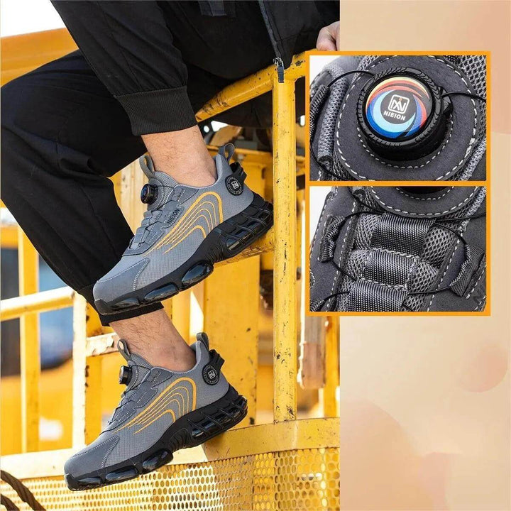 Men's Steel Toe Work Safety Shoes with Rotating Buckle
