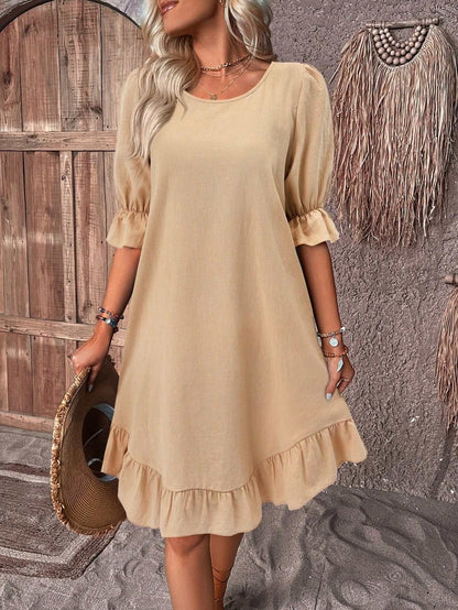 Women's Casual Midi Dress - Polyester