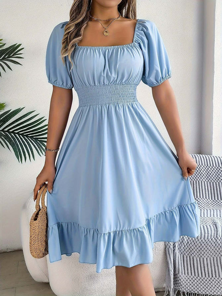 Women's Smocked Puff Sleeve Midi Dress
