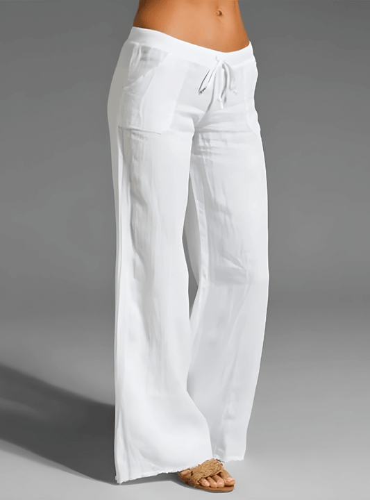 Women's Linen Blend Wide Leg Trousers