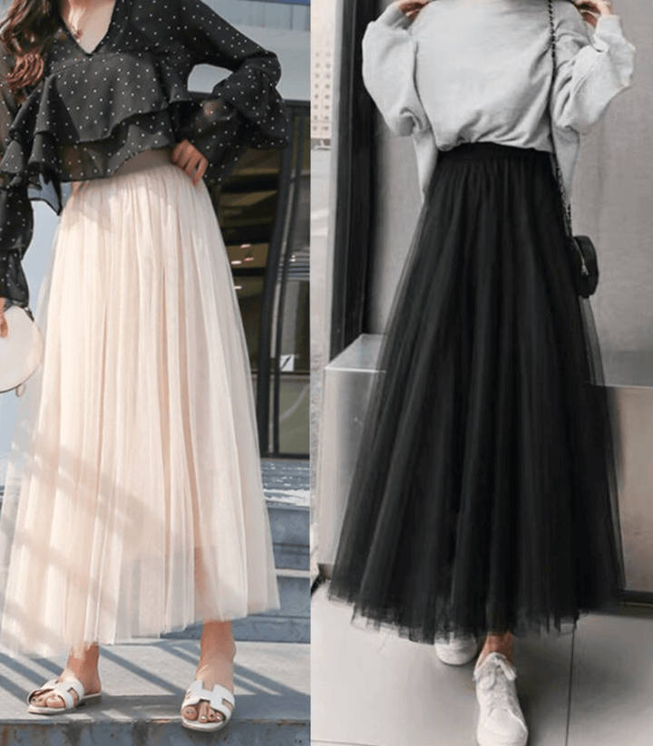 Women's Ankle-Length High-Waist Flowing Skirt