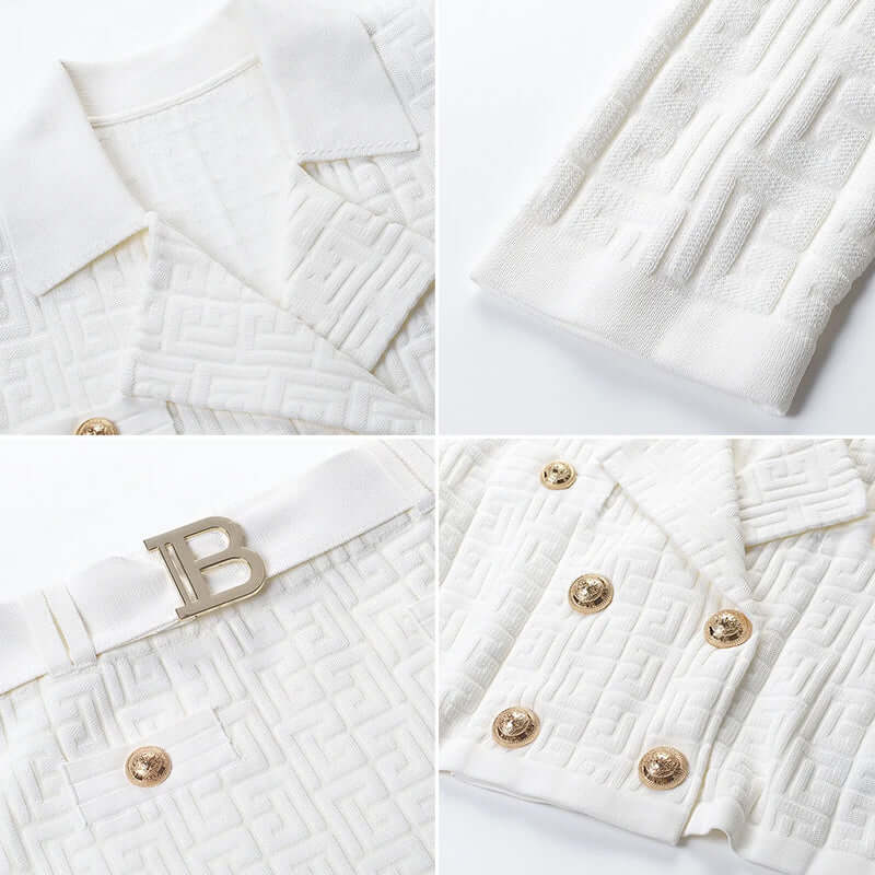 Women's Double-Breasted Top and Skirt Set