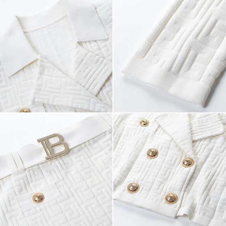 Women's Double-Breasted Top and Skirt Set