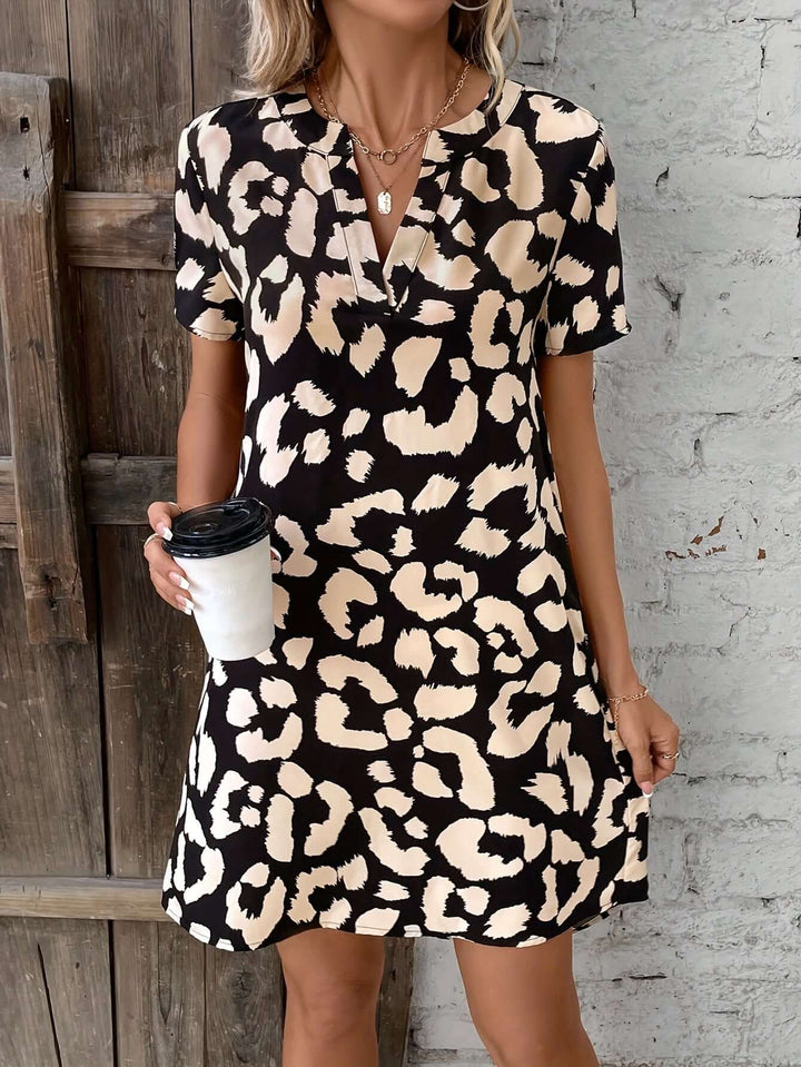 Leopard Print V-Neck Dress